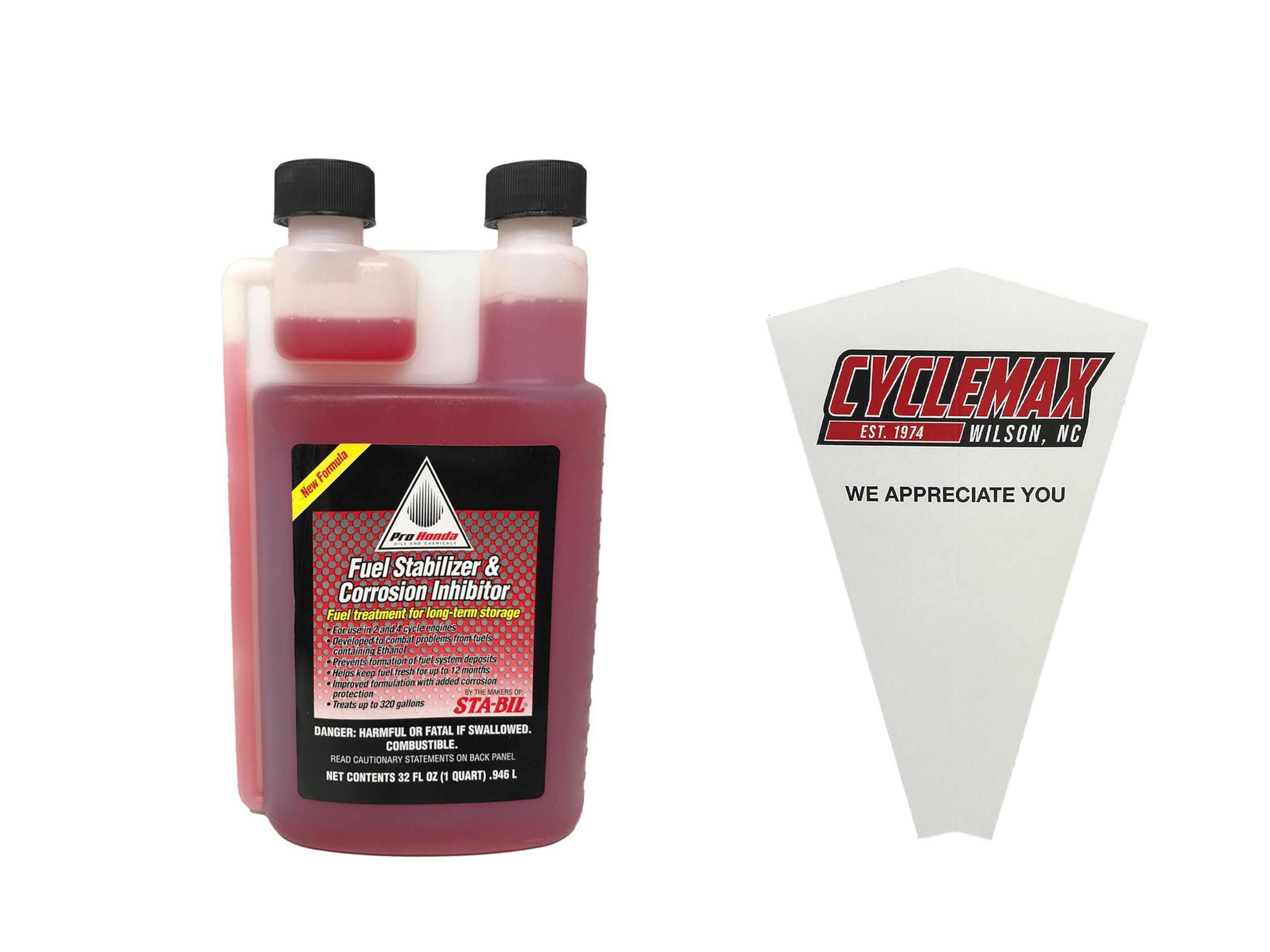 CYCLEMAX One Pack Compatible with Honda Fuel Stabilizer & Corrosion Inhibitor 08732-3200 Contains One 32oz Bottle and a Funnel