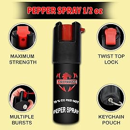 FIGHTSENSE Mini Stun Gun Keychain & Pepper Spray Combo Pack for Self Defense Kit - Extremely Powerful Stun Gun Flashlight for Women (Pink Bling)