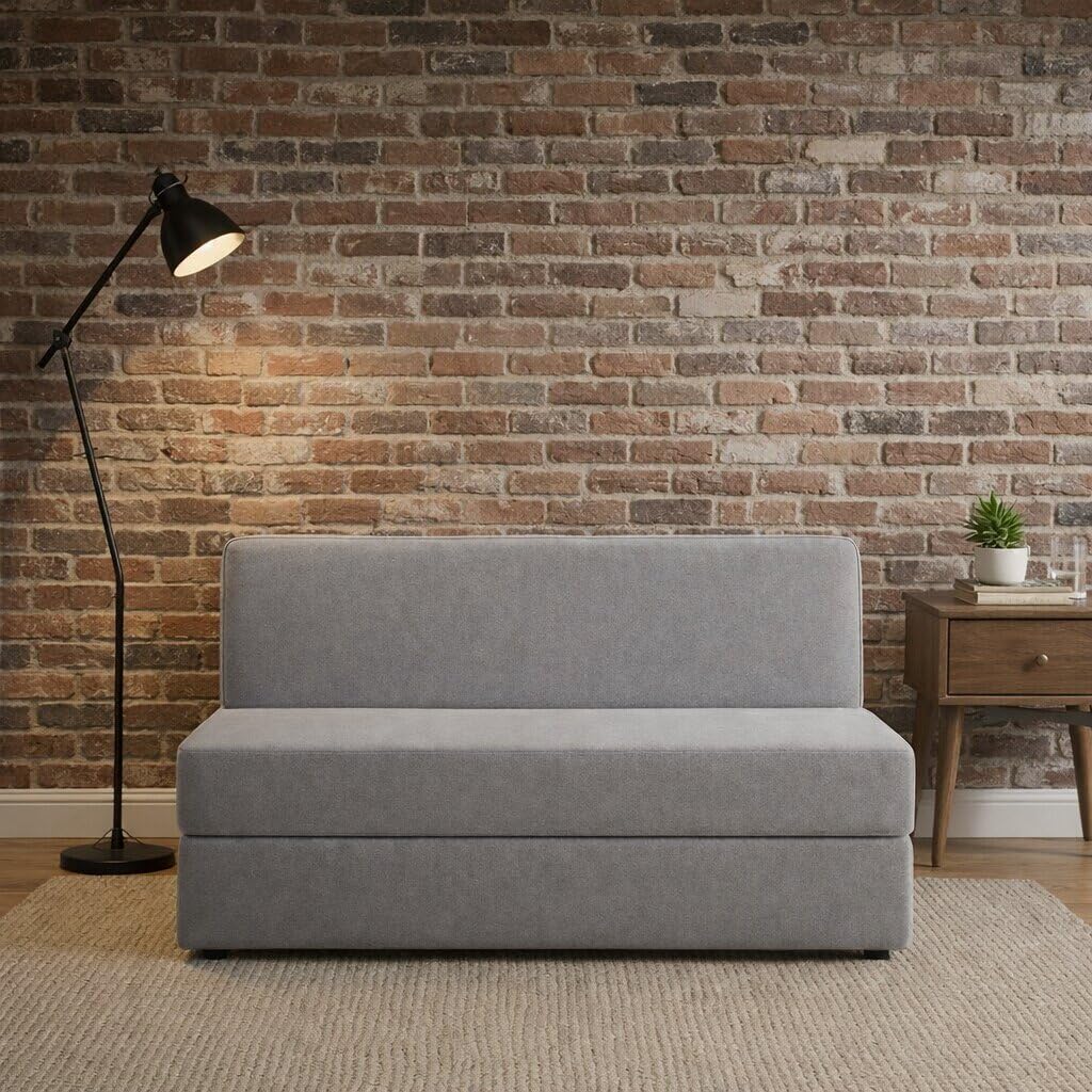 PUM PUM 2-Seater Sofa Cum Bed (Grey) | Foldable Floor Sofa with EPE Foam | Compact, Space-Saving, Lightweight & Portable Couch-picture-14