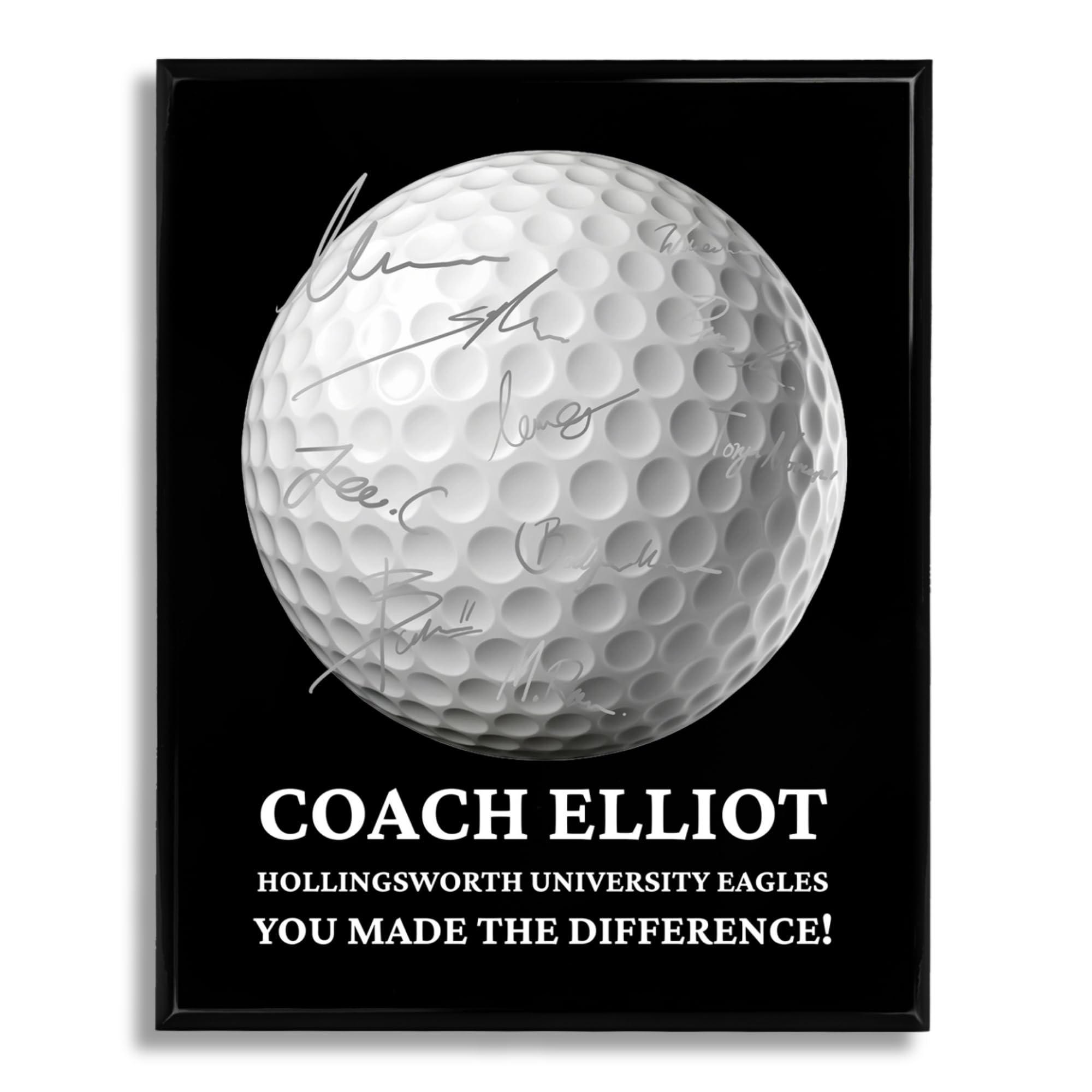 Custom Golf Coach Gift - Add Team Signatures - Signable Personalized Coach Plaque - Thank You Coach Gifts Trophy Plaque for Appreciation - Coaches Gifts Men/Women - UV Printed on 9