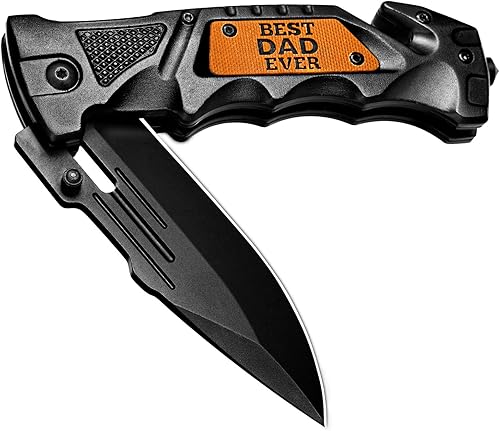NedFoss Navaja de bolsillo para regalos para papá Día del Padre con grabado "Best Dad Ever", cuchillo plegable de bolsillo personalizado para