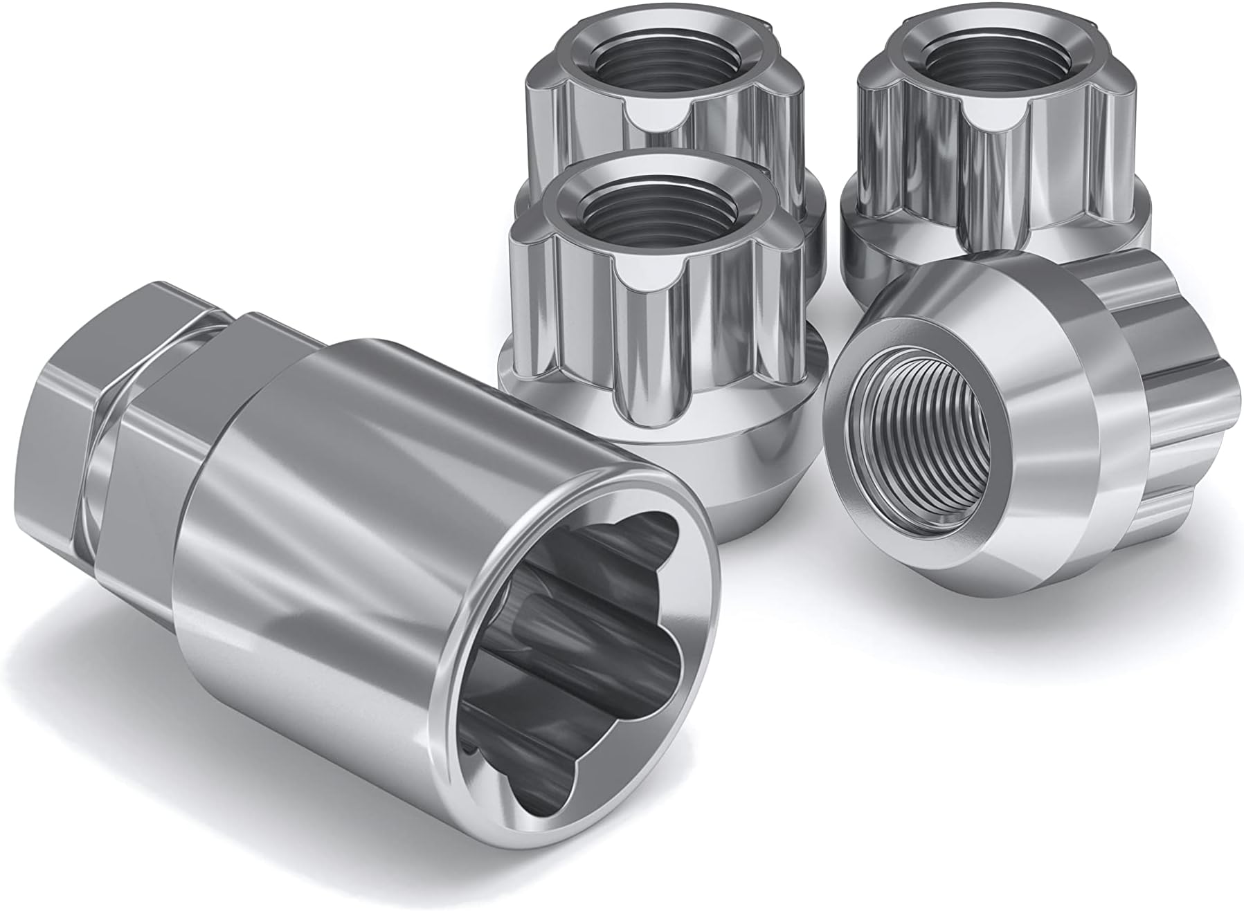 White Knight 41400 Chrome Finish 1/2"-20 Thread Size Open End Acorn Wheel Lock, (Pack of 4)