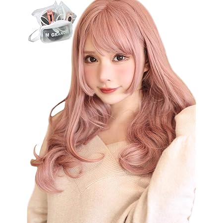 Amazon Co Jp ウィッグ プレミアムライン 現役トップスタイリスト監修 6点セット 姫カット レディース かつら Wig ロング 小顔効果 エムグランデ F メルティーピンク Ca 服 ファッション小物