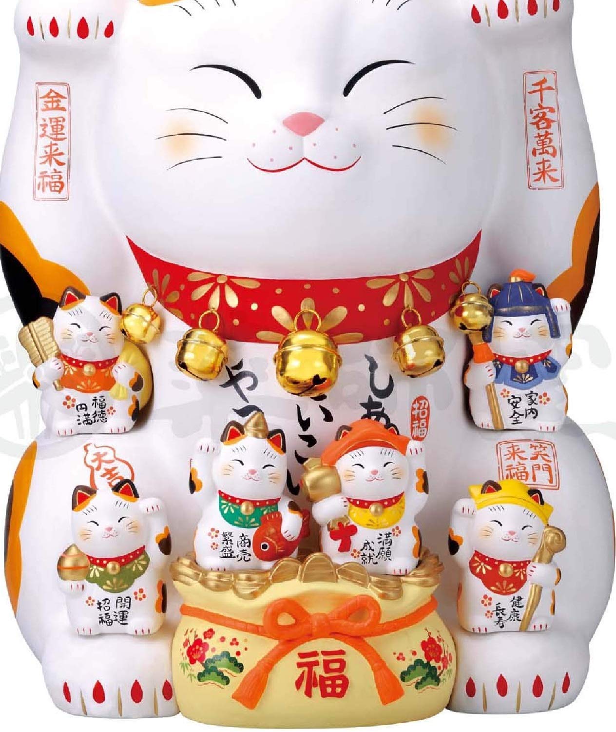 Amazon.co.jp: 【招き猫置物・開運・縁起物・金運・風水】錦彩七福神