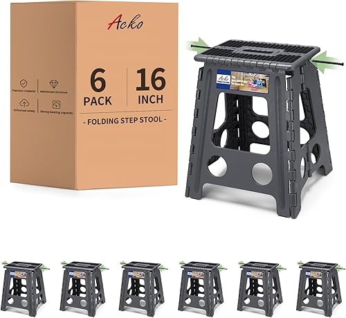 Miniatura 27 de ACKO Taburete plegable – Taburete plegable de alta calidad de 13 pulgadas de altura para niños y adultos, taburete de cocina, jardín, baño, 10