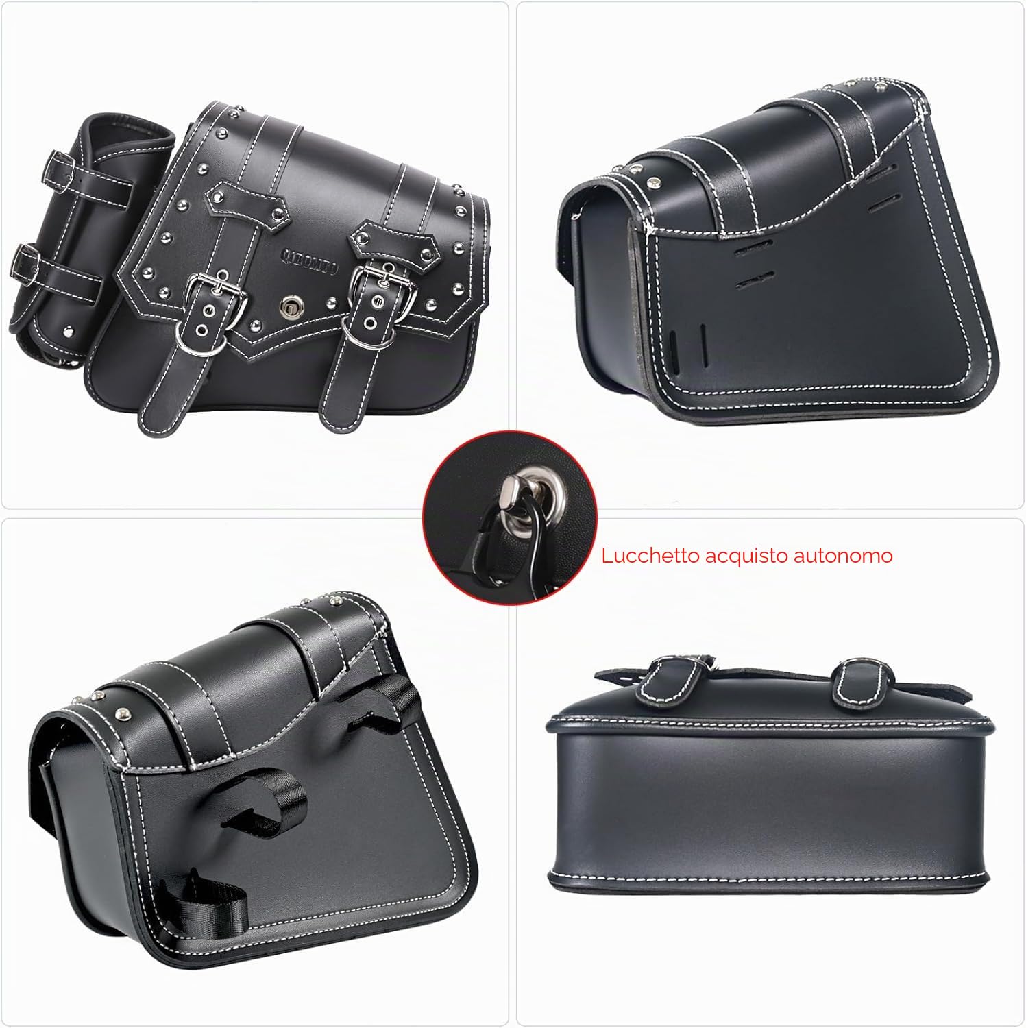 Borse laterali per moto - Borse laterali Softail in PVC e pelle per Harley Sportster, impermeabili, borsa basculante, borsa porta attrezzi laterale universale per moto, con portabicchieri (Destra)