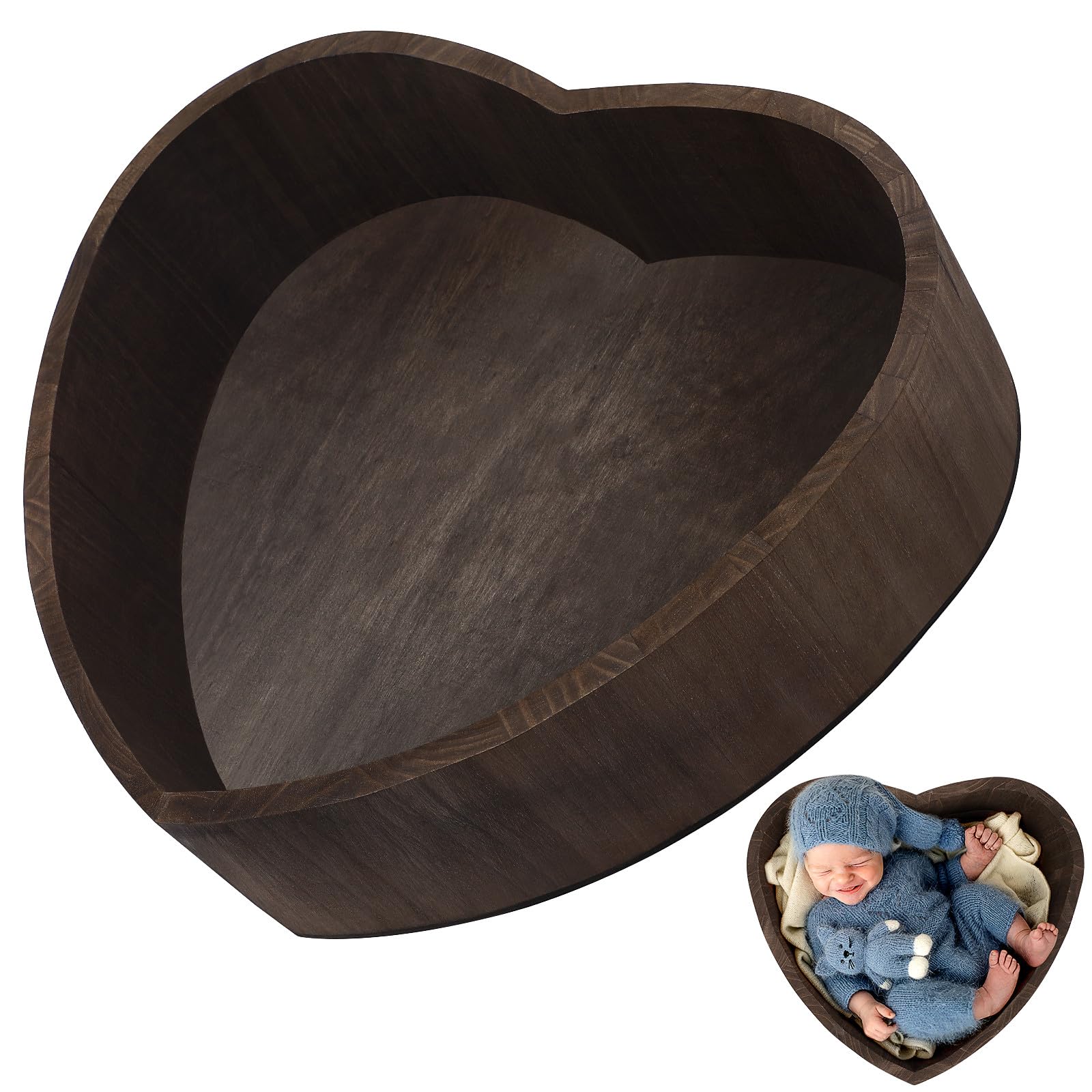 Kisangel Herzförmiger Babykorb als Babyfotografie Requisite für Neugeborene mit Einfacher Form und Robustem Material für Fotoshootings