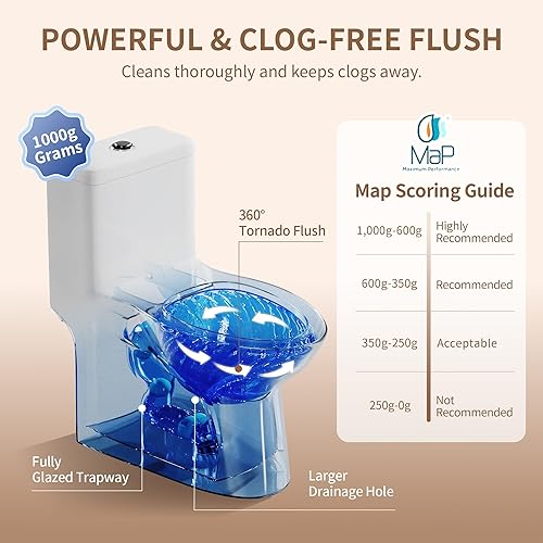 Miniatura 5 de DeerValley Symmetry - Inodoro de una pieza, doble descarga 1.11.6 GPF estándar alargado para baño, inodoros con altura de asiento cómoda (asiento
