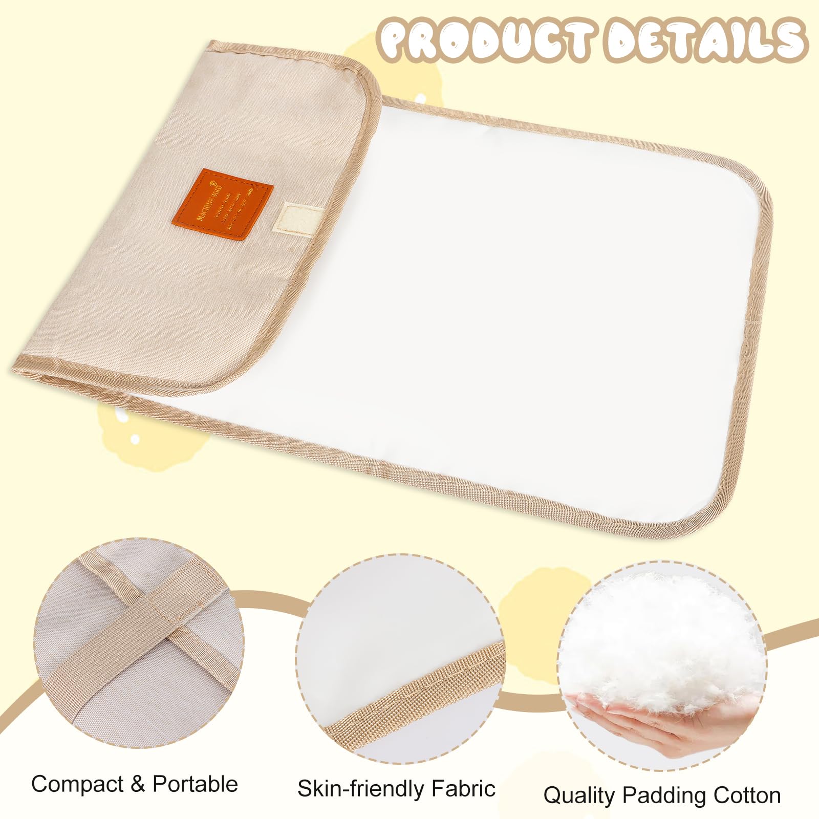 Baby Portable Changing Mat, Waterproof Travel Nappy Change Mats, Foldable Newborn Diaper Pad for Changing Pads Home,Outside (Beige) - Image 3