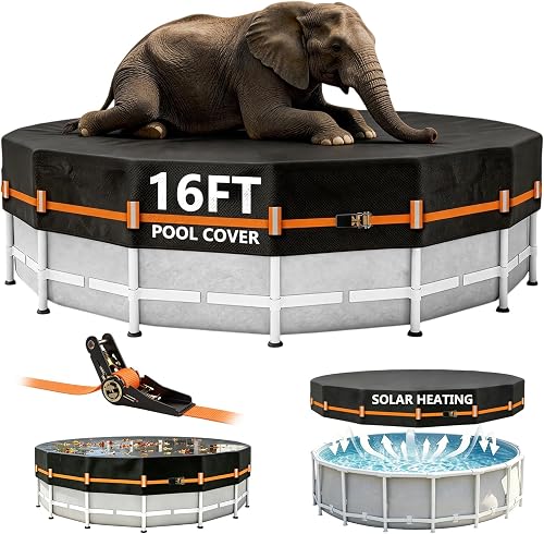 16FT Round Pool Cover Thicker Solar Pool Covers for Above Ground Pools