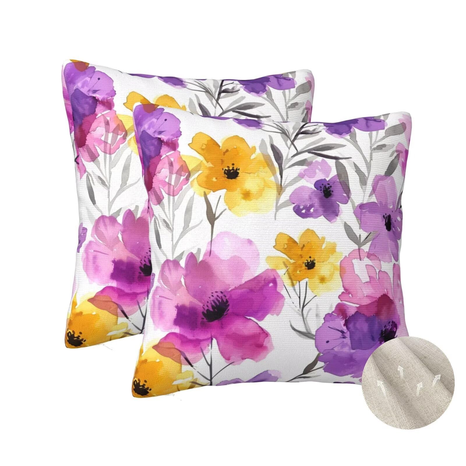 Coussins decoratifs maison fleurs aquarelle 60x60 cm idee cadeaux salon et chambre