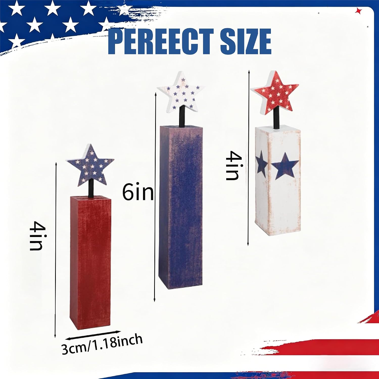 fourth of july decorations Set,250th anniversary wooden table decor red white and blue decorations for Independence Day Memorial Day Home Office Table Patriotic Decorations