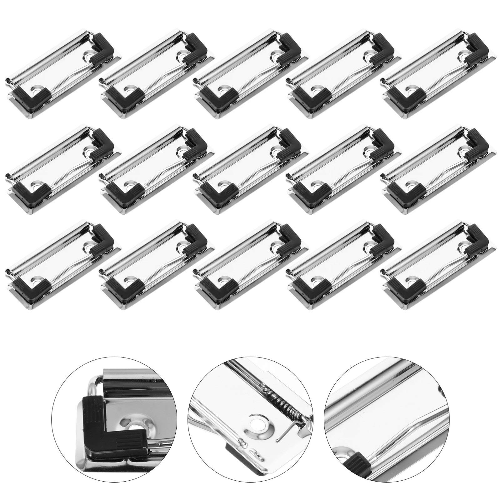 NUOBESTY 10 Set Di Clip Per Cartelline in Metallo Montabili Per Ufficio E Scuola Con Molla 15 Pezzi*10