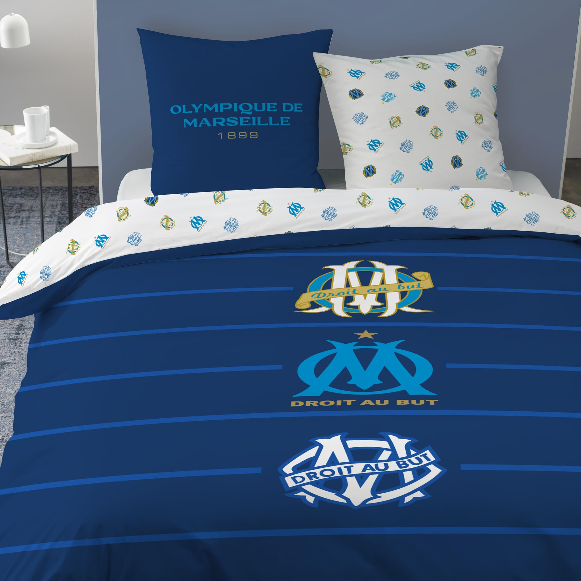 Housse de couette 240x220 en coton OMYDREAM pour transformer votre chambre en un cocon de douceur bleu