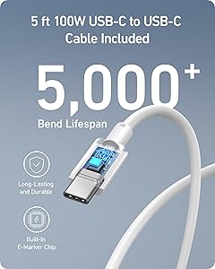 Anker Nano 100W USB-C Charger, 3-Port Fast Compact GaN Charger for MacBook Pro/Air, Pixelbook, ThinkPad, Dell XPS, iPad Pro, iPhone 16 Series, Galaxy S23, and More (1 Pack & 1 Cable) (White)