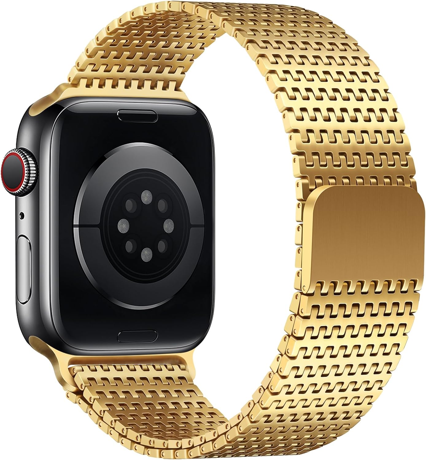 Anlinser Bands Compatible with Apple Watch Band 46mm 45mm 44mm 42mm for Women Men, Magnetic Metal Bands Stainless Steel Loop Strap Designed for iWatch Series 11 10 9 8 7 6-1 SE, Gold - Image 2