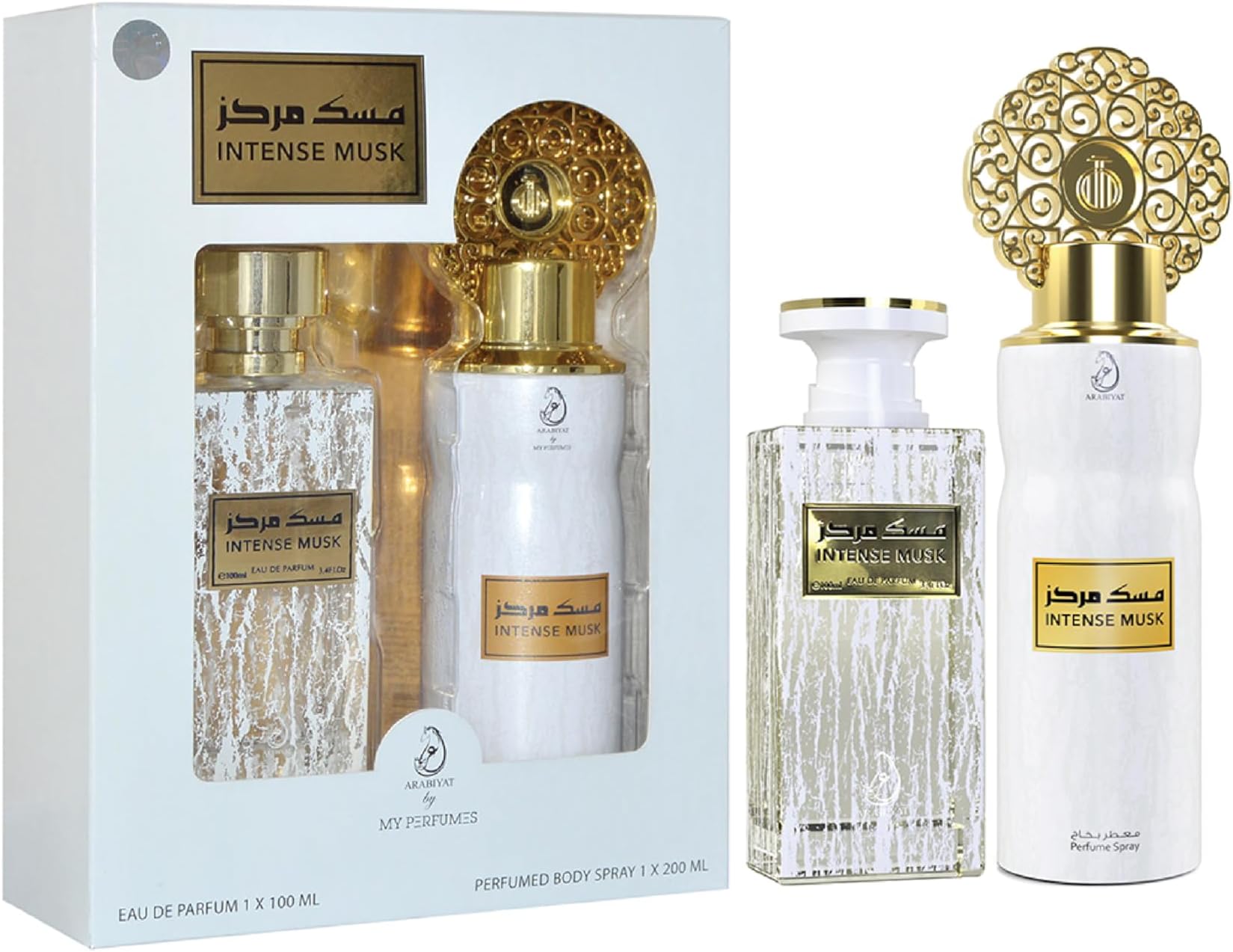 Intense Musk Perfume Gift Set For Unisex, Eau De Parfum, 100 ml + Deodorant, 200 ml