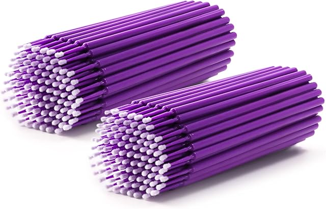 Annhua Disposable Micro Applicator Brushes , 200 Pcs Micro Application Brushes for Eyelash Extensions , Makeup , Dental Care and Cleaning , Purple