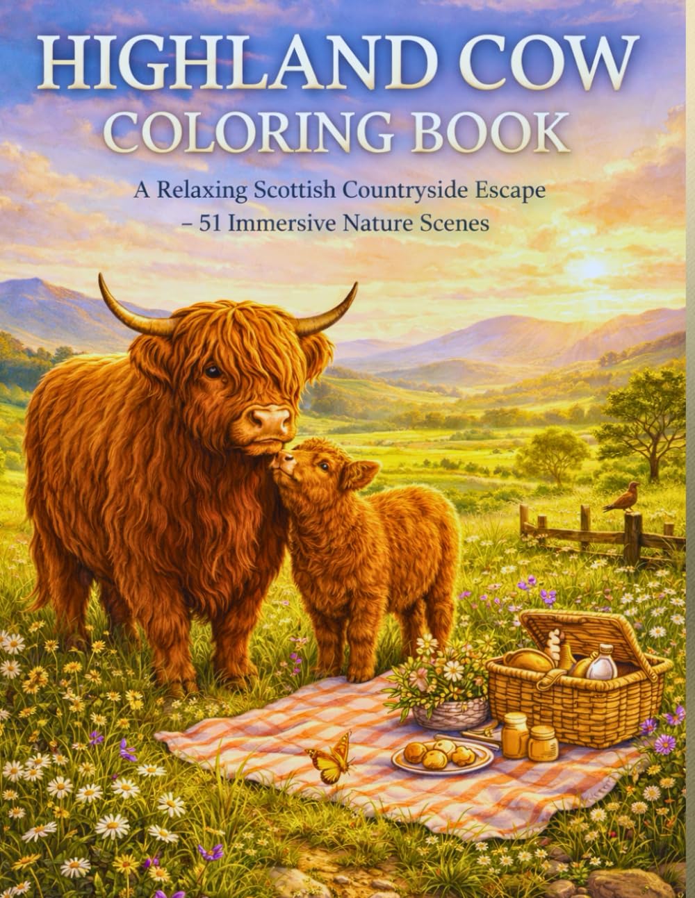 HIGHLAND COW COLORING BOOK: A Relaxing Scottish Countryside Escape – 51 Immersive Nature Scenes
