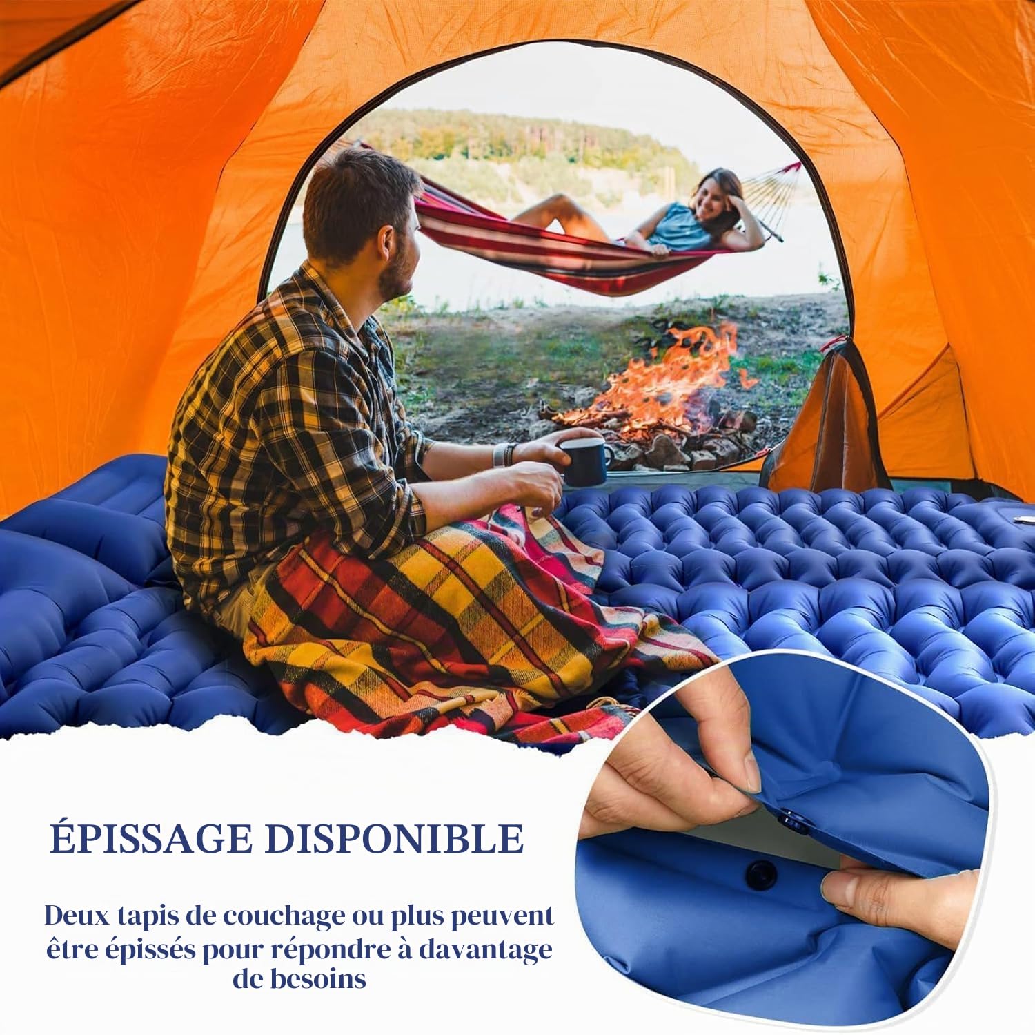 Matelas Gonflable Camping, 780g Ultra Léger Tapis de Camping avec Oreiller et Pompe à Pied, Résistant à l'eau, Matelas de Camping Auto-Gonflant pour Trekking, Randonnée, Bivouac, Tente, Plage