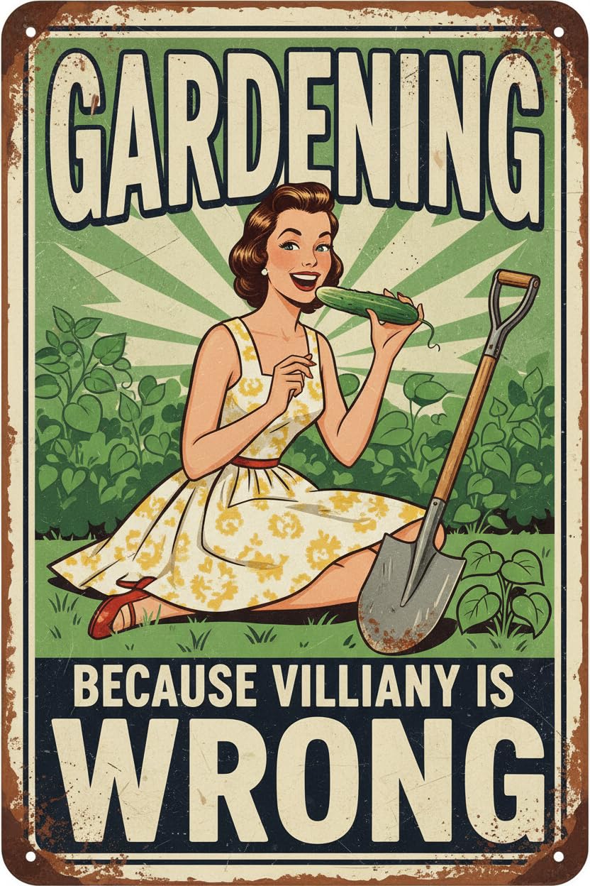 Vintage Metal Tin Sign Gardening Because Murder Is Wrong Tin Sign Metal Sign Rustic Garden Decor Outdoor Yard Sign For Gardeners Unique Gifts 8X12 Inch Custom Private Property Signs Outdoor