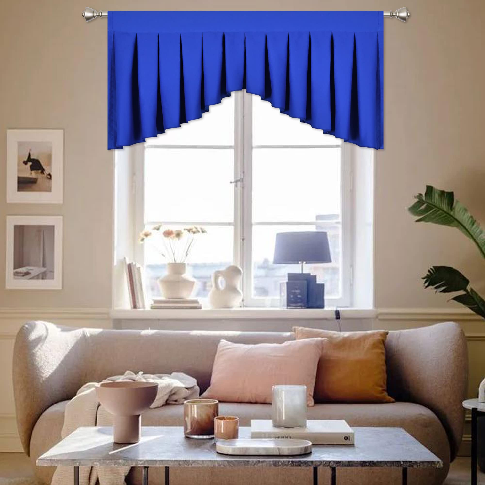OYRING Valances for Windows - Royal Blue Rod Pocket Blackout Valance for Living Room Bedroom， Pack of 1 （Royal Blue 39" W x 20" L）