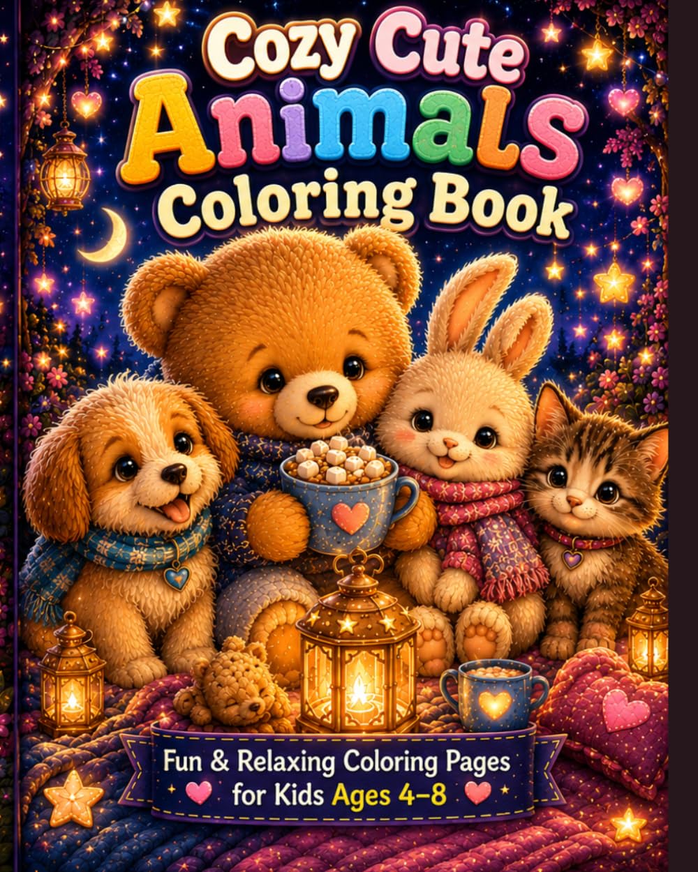 Cozy Cute Animals Coloring Book: Fun & Relaxing Coloring Pages for Kids Ages 4–8