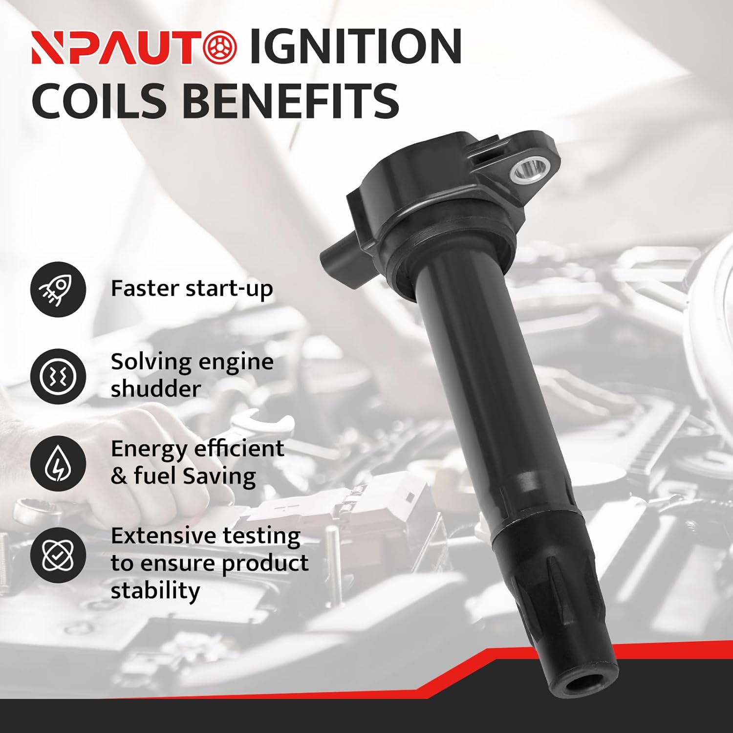 Ignition Coil Pack Set of 4 fit for 2.4 2.0 Jeep Patriot Compass, Dodge Journey, Caliber, Avenger, Chrysler 200, Sebring 2007 2008 2009 2010 2011 2012 2013 2014 2015 2016, UF557