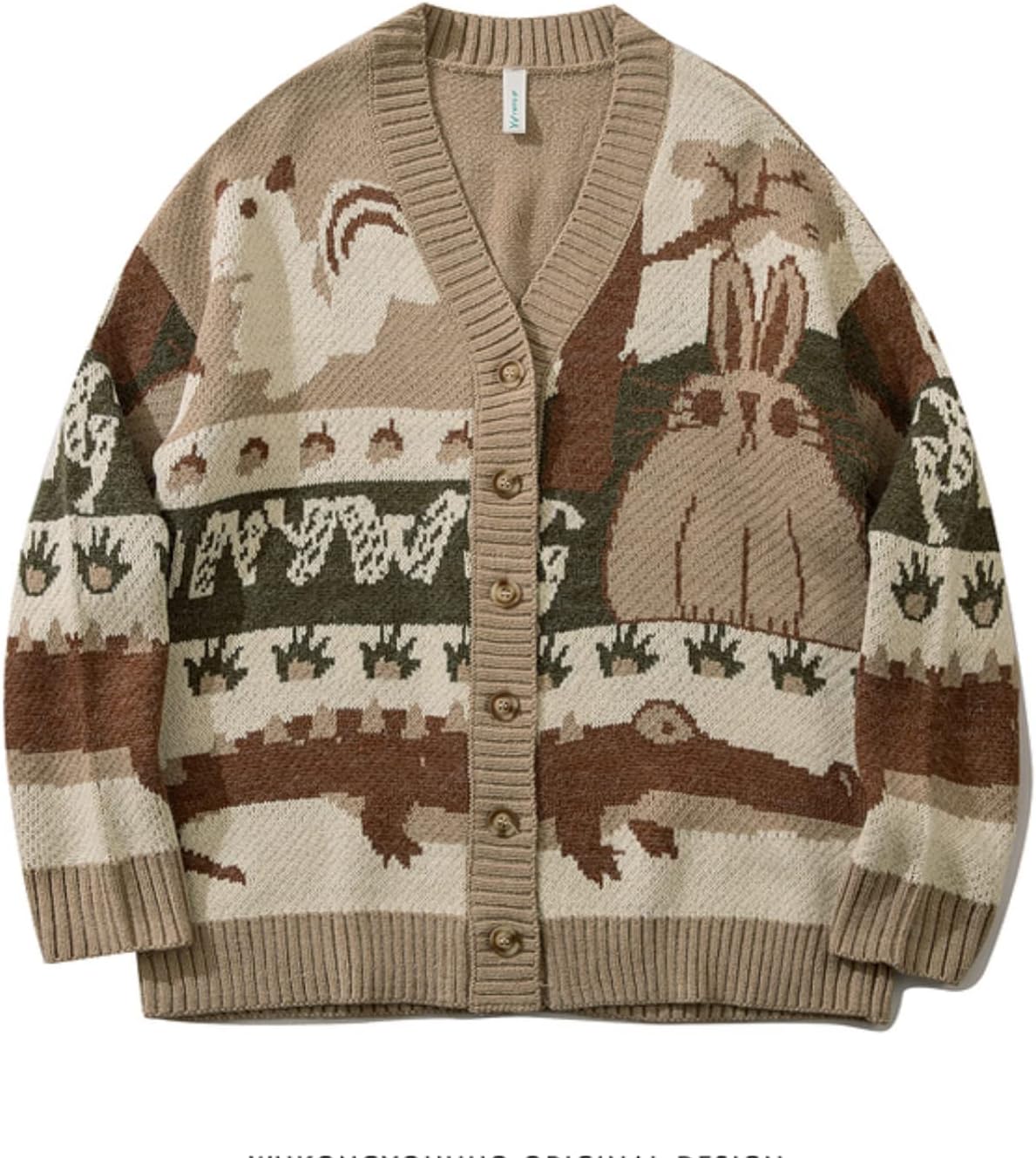 Grandpa Sweaters Vintage Aesthetic Sweater Cardigan Chunky Knitted Dark Academia Clothing Teen Girls Trendy Clothes