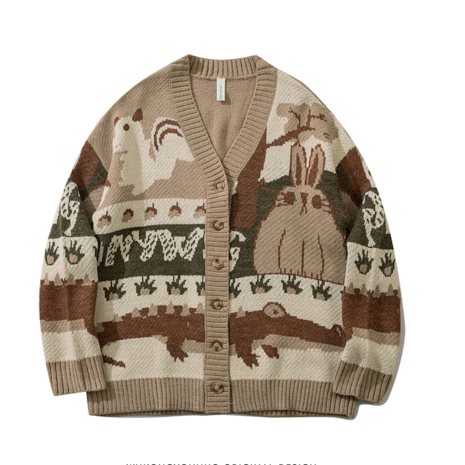 Grandpa Sweaters Vintage Aesthetic Sweater Cardigan Chunky Knitted Dark Academia Clothing Teen Girls Trendy Clothes