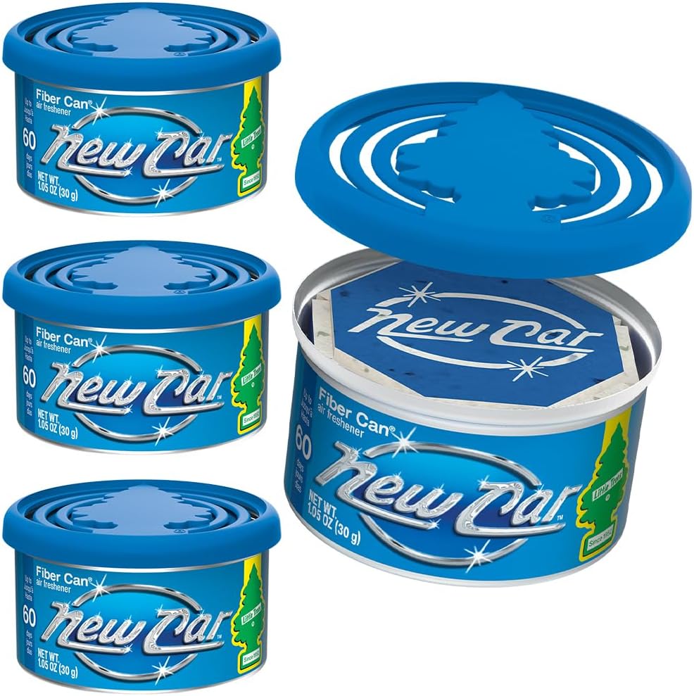 LITTLE TREES Car Air Freshener. Fiber Can Provides a Long-Lasting Scent for Auto or Home. Recycled Fiber. New Car, 4 Air Fresheners LITTLE TREES Car Air Freshener. Fiber Can Provides a Long-Lasting Scent for Auto or Home. Recycled Fiber. New Car, 4 Air Fresheners