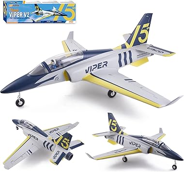 Fms Rc Jets 70mm Viper V2 EDF Navy Blue rc Airplanes for Adults for Trainer for Beginners 6 CH Remote Control Planes PNP NO Control Battery Charger