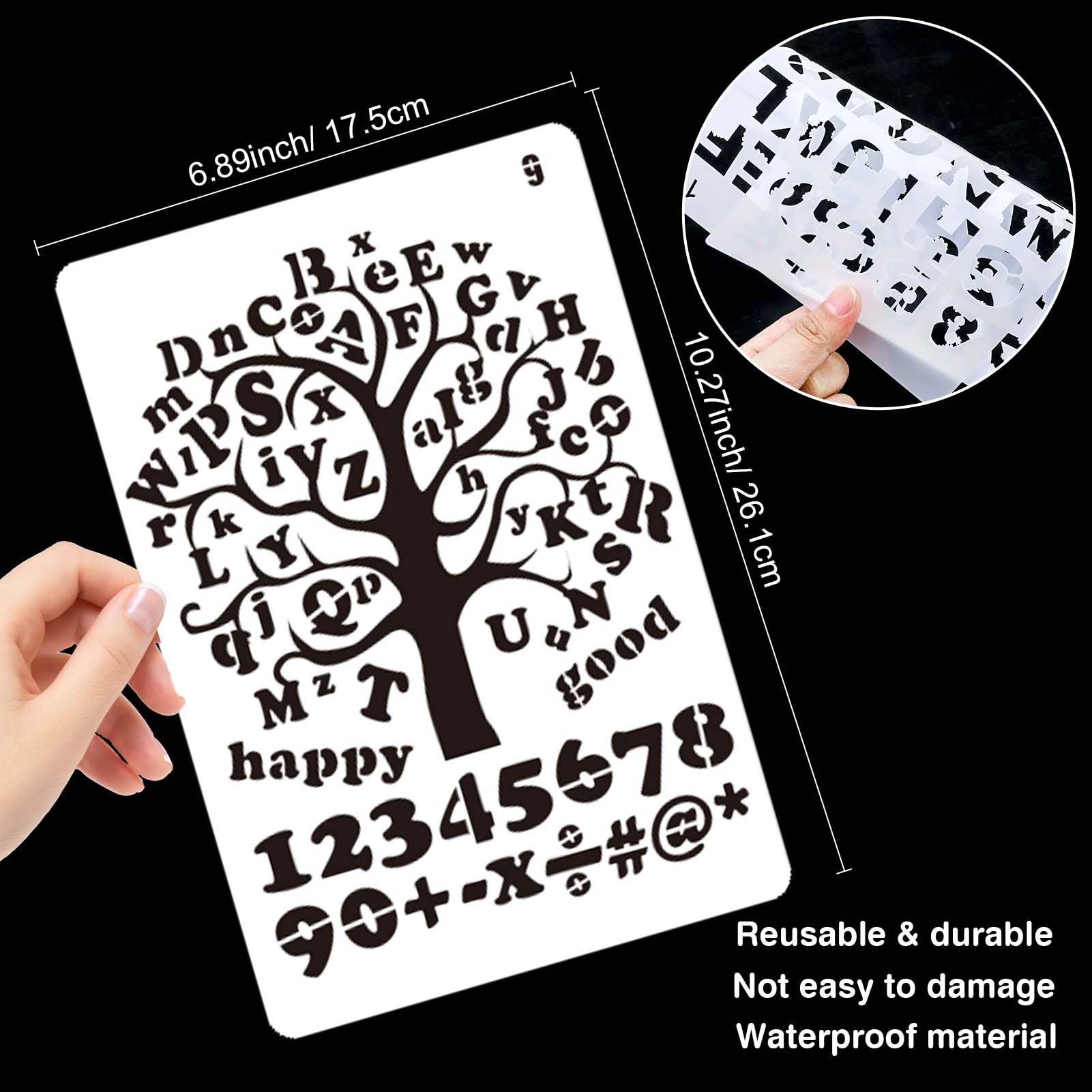 Qpout 20 Pack Letter and Number Stencils, Reusable Plastic Alphabet Stencils Journal Supplies Templates for Drawing Scrapbooking DIY Card Wall Notebook Drawing Craft Templates - Image 3