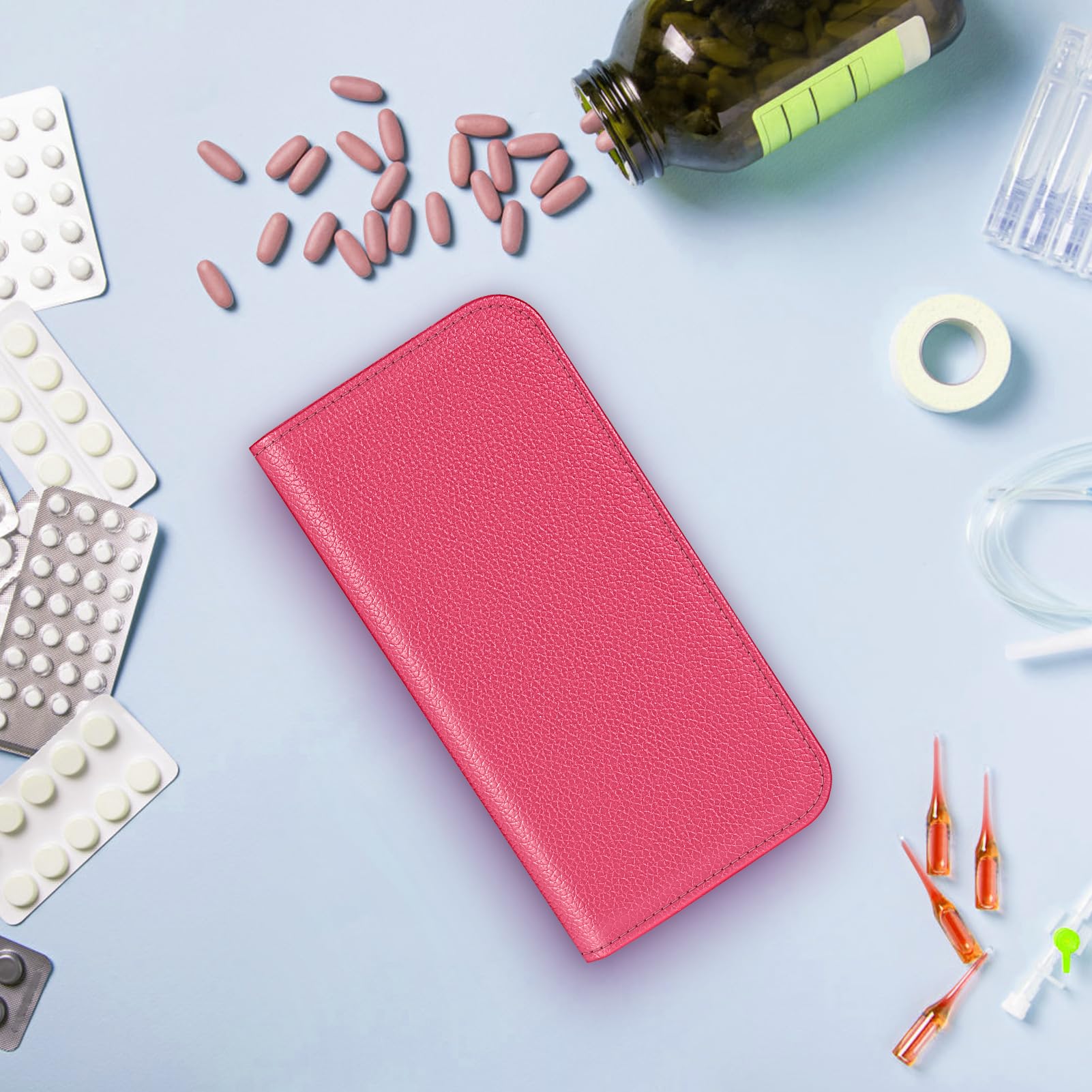 MEDMAX Etui na Omnipod 5, lekka sztuczna skóra, pokrowiec ochronny z wycięciem na Dexcom G7, torba do przechowywania dla cukrzyków do urządzenia Omnipod 5, magenta, Praktyczny i praktyczny