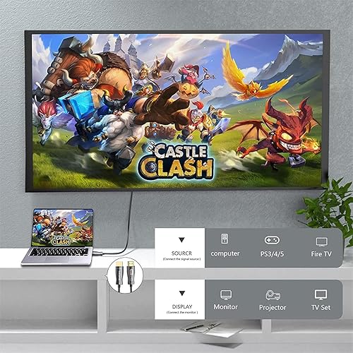 Miniatura 2 de dyplay Cable HDMI 8K 2.1 48Gbps 50 pies, cable HDMI de fibra óptica de ultra alta velocidad para HDR ARC y VRR y ALLM, QTF y QMS, 8K @120Hz/60Hz, 4K
