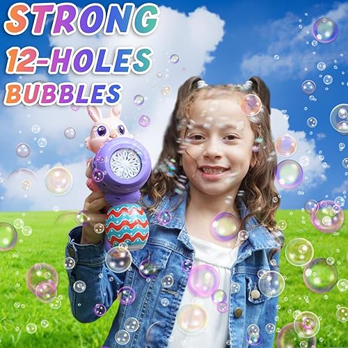 Miniatura 3 de BestJoy Relleno de cesta de Pascua para niños pequeños de 1 a 3 años, regalos de Pascua, pistola de burbujas de conejo para niñas, máquina