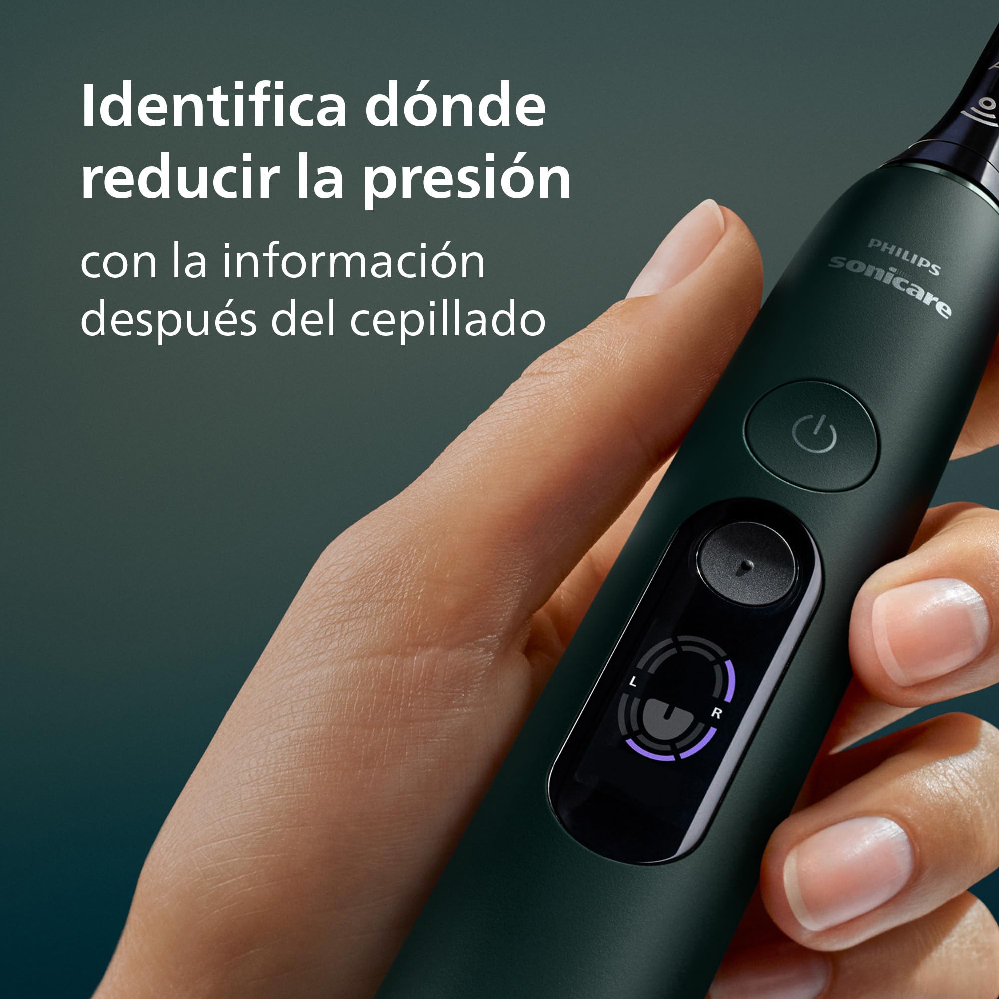 Philips Sonicare Next-Generation DiamondClean 8000 Cepillo de dientes eléctrico - con Smart Pressure Feedback y 15 ajustes, verde oscuro, HX8312/14