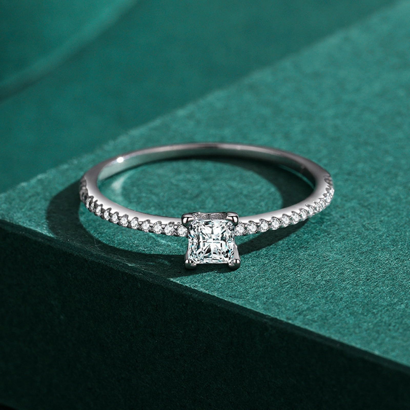 Simple obrączki ślubne, białe złoto 750, proste, dla kobiet z diamentem laboratoryjnym 0,5 ct i moissanitem, pierścionki przyjaźni, złoto 750, rozmiar 47 (15,0)-65 (20,7)