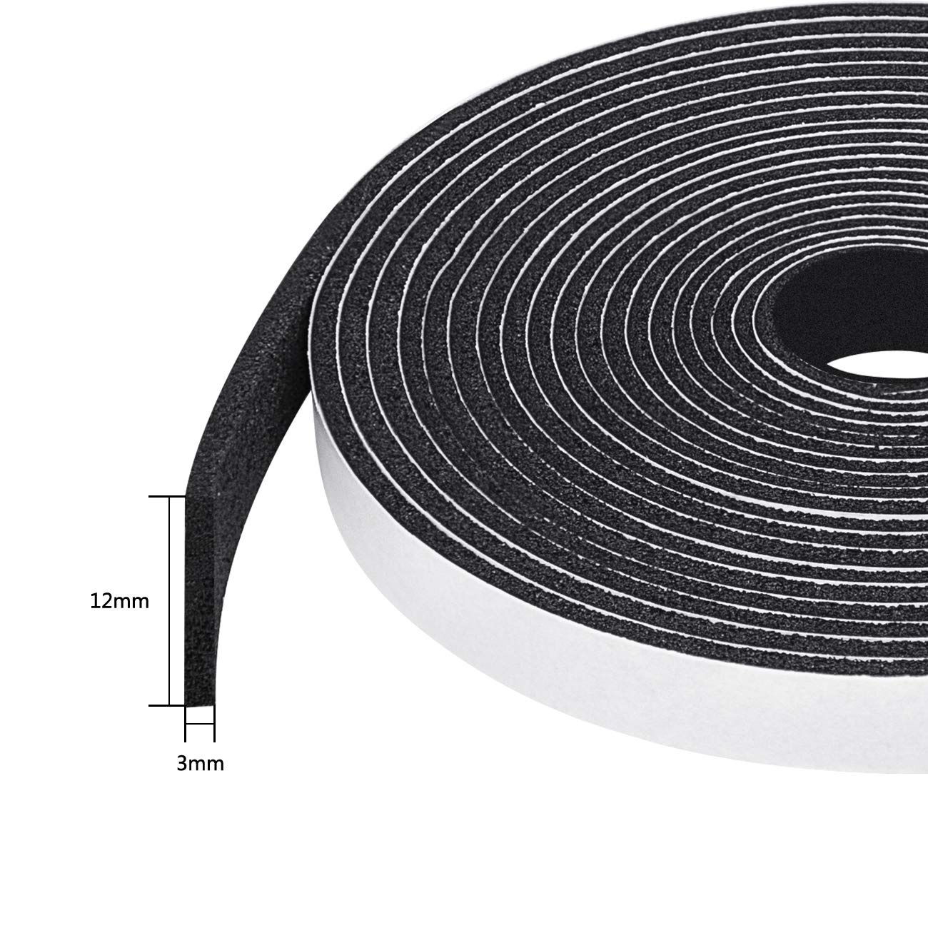 Cinta Aislante De Espuma De Celda Abierta, 50 Mm X 25 Mm X 2 M, Aislamiento De Ventanas, Burlete para Aire Acondicionado, Cinta De Espuma De Baja Densidad Que Absorbe Los,12mm(W) x3mm(T) x5M(L) x3PCS