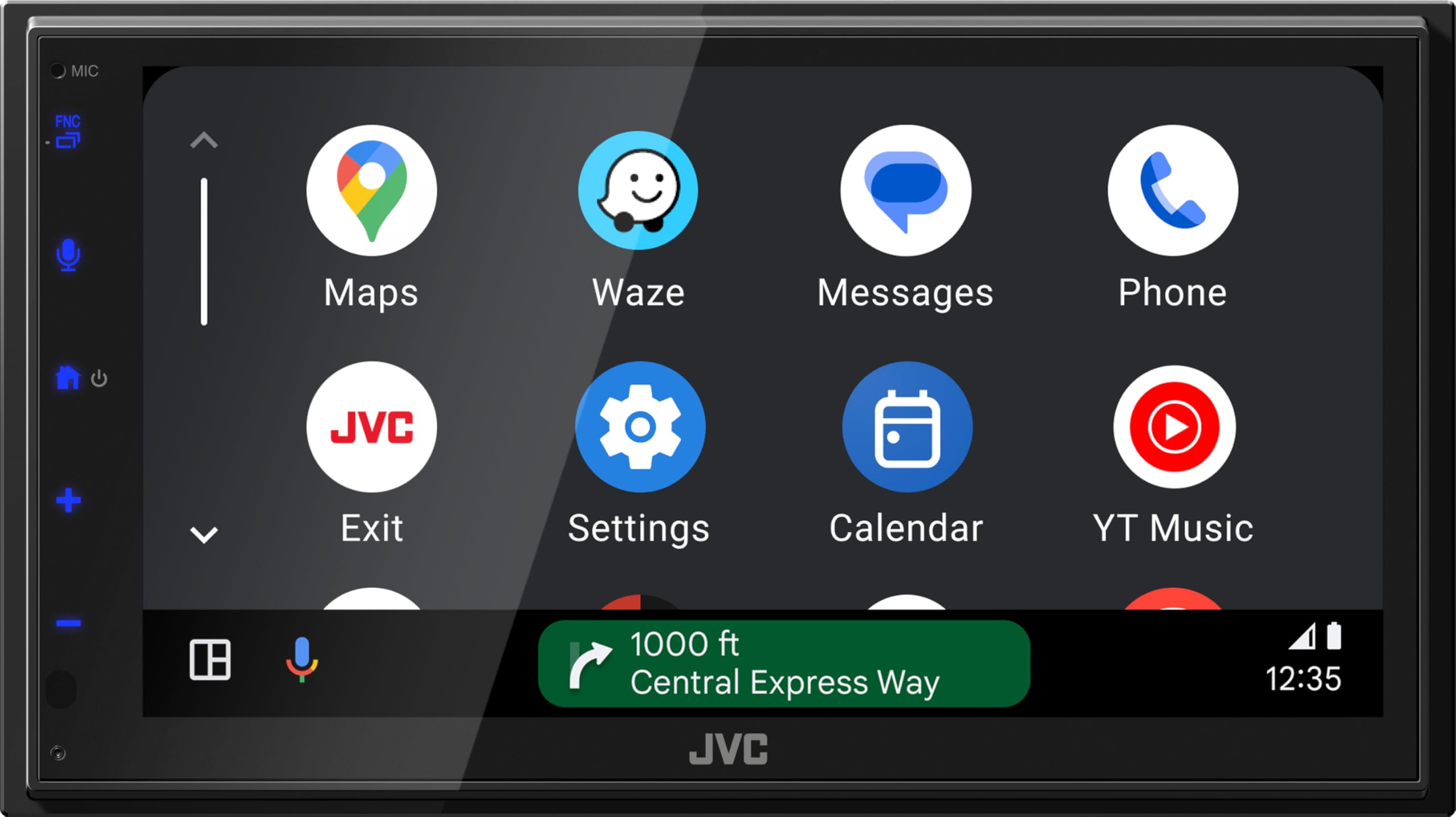 JVC KW-M595DBT – Récepteur Mono-récepteur WSVGA (1024 x 600 px) avec Dab+/FM, CarPlay, Android Auto, Apple & Android USB, Bluetooth, écran Tactile capacitif, DSP, 4 x 50 W, 3 pré-Sorties 2,5 V