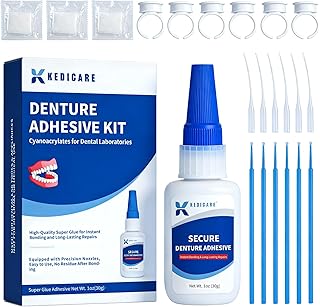Dental Lab Instant Bonding Denture Adhesive Kit - Denture Repair Glue 1oz for Dentures & Lab Tools, Cracks, Gaps & Loose Teeth | Fast-Setting, Long-Lasting Hold | Safe, No Irritating Odor