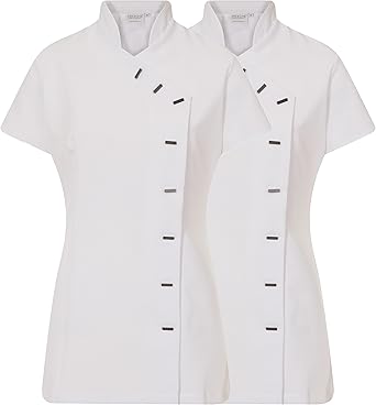 Proluxe - Bata de trabajo para peluquero, empleado de SPA, profesional  sanitario o masajista, uniforme de trabajo de cuerpo cruzado, 7 colores, 2  unidades Blanco blanco 40: Amazon.es: Ropa