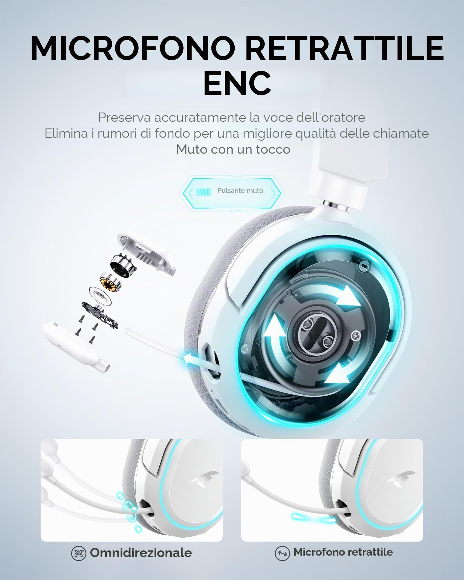 Picun G2 Wireless Gaming Headset, Over-Ear 7.1 Virtual Surround Sound, 2.4 GHz/Bluetooth 5.4/Wired, 5ms Ultra-Low Latency, 100H Battery, ENC Noise-Canceling Mic, RGB, per PC PS5 PS4 Switch (Grey)