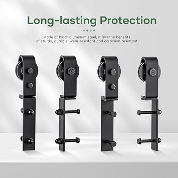 76 Bifold Sliding Barn Door Hardware Track Kit,Side Mounted Black J Shape Roller,Smoothly and Quietly,Assembly Easy,Fit Four 18 Bi-Folding Doors (Door Not Included)