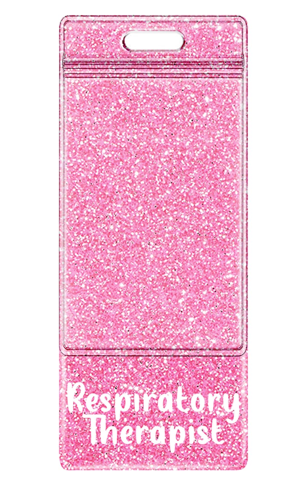 Plifal Oversized Respiratory Therapist Badge Buddy Card Holder - XL RT Nurse Nursing Accessories Glitter Pink Vertical ID Identification Tags for