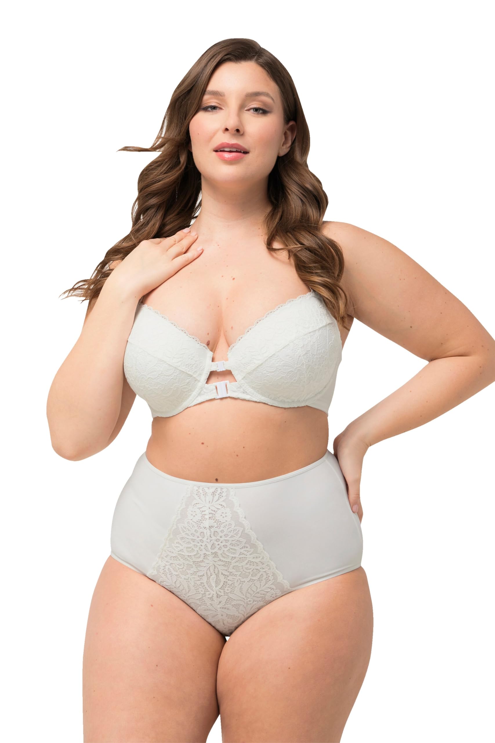 Ulla Popken Damen große Größen Übergrößen Plus Size Maxislip, Spitzen-Einsatz, High Waist 825799