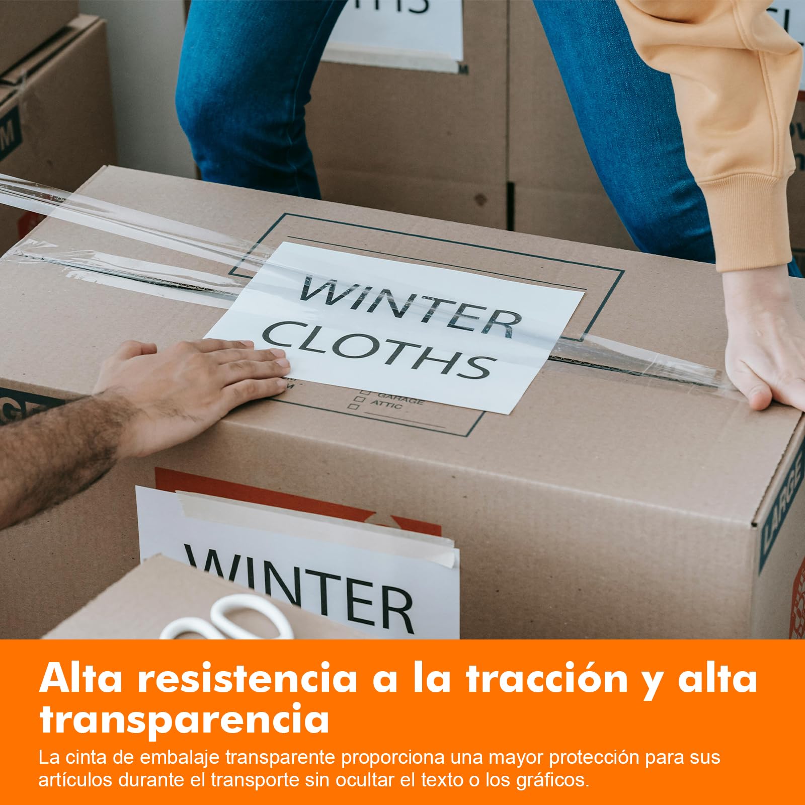 GRIFEMA GA4003-2, Cinta de Embalaje Silenciosa para Embalar Cajas de Cartón para Envíos y Mudanzas, Transparente, 66 m x 50 mm, 2 Rollos