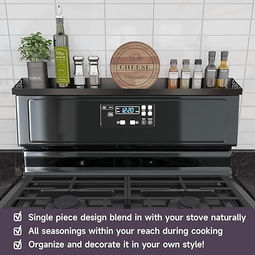 Miniatura 2 de Estante superior magnético para estufa de 30 pulgadas, estante de especias negro y organizador de condimentos, estante de cocina magnético para la