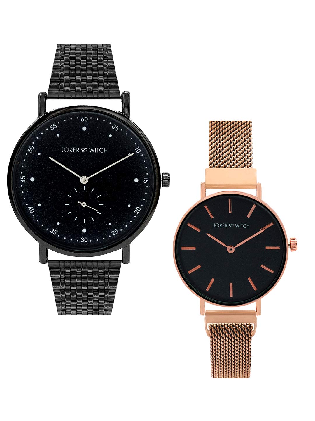 Joker & Witch Stainless Steel Mike & Eleven Couple Analogue Watches, Black Dial, Rose Gold Band (B08T5T5J41) Amazon Price History, Amazon Price Tracker