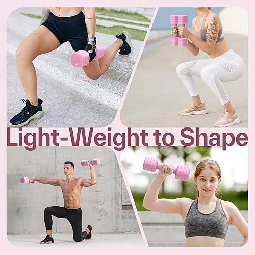 Vista 6 de Juego de 2 mancuernas ajustables Sportneer 4 en 1 para mujer, pesas de mano para mujeres en casa, cada peso de 2 libras, 3 libras, 4 libras y 5